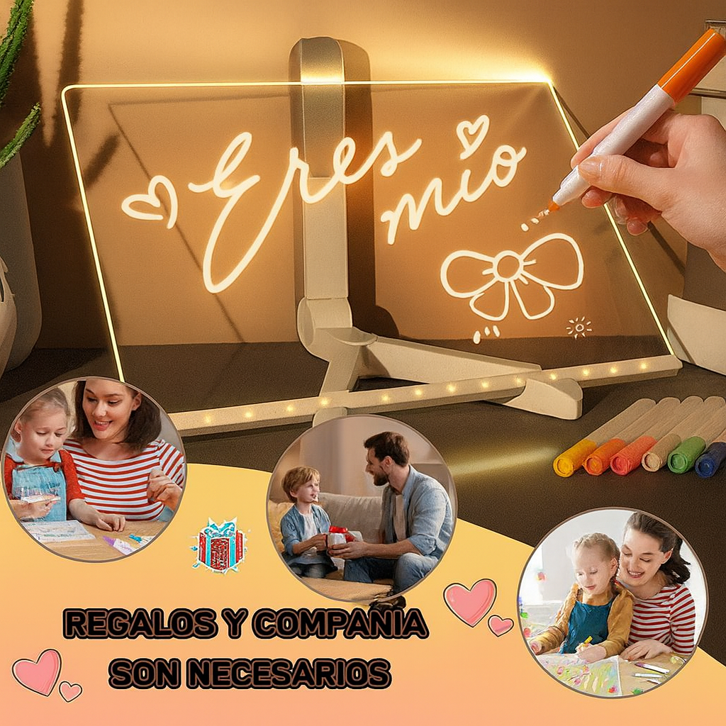 Pizarra LED Creativa 30×20 – 7 Rotuladores + 12 Plantillas Incluidas