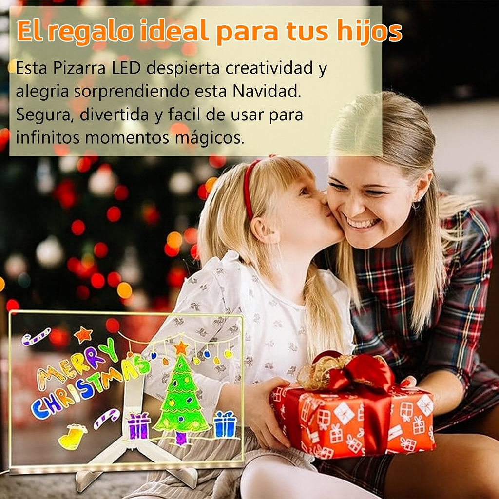 Pizarra LED Creativa 30×20 – 7 Rotuladores + 12 Plantillas Incluidas